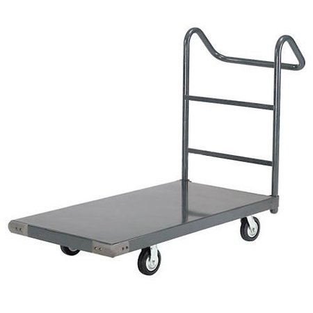 GLOBAL INDUSTRIAL Platform Truck w/Steel Deck, 5 Rubber Casters with Ergo Handle, 48 x 30, 1400 Lb. Capacity 952113E